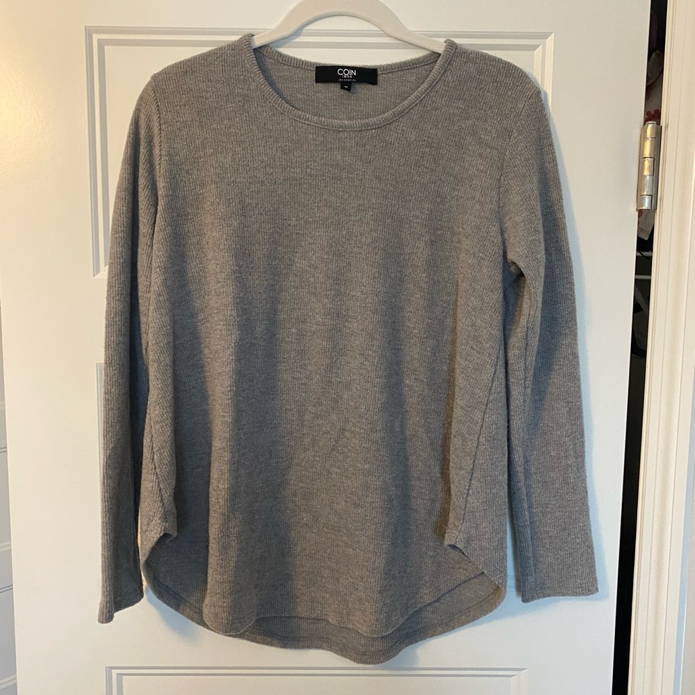 Coin long sleeve ribbed gray shirt size medium